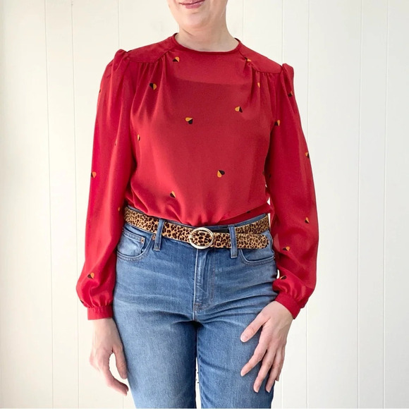 Vintage Tops - Vintage Regatta Collection Semi Sheer Heart Print Red Blouse Size S (VTG 8)